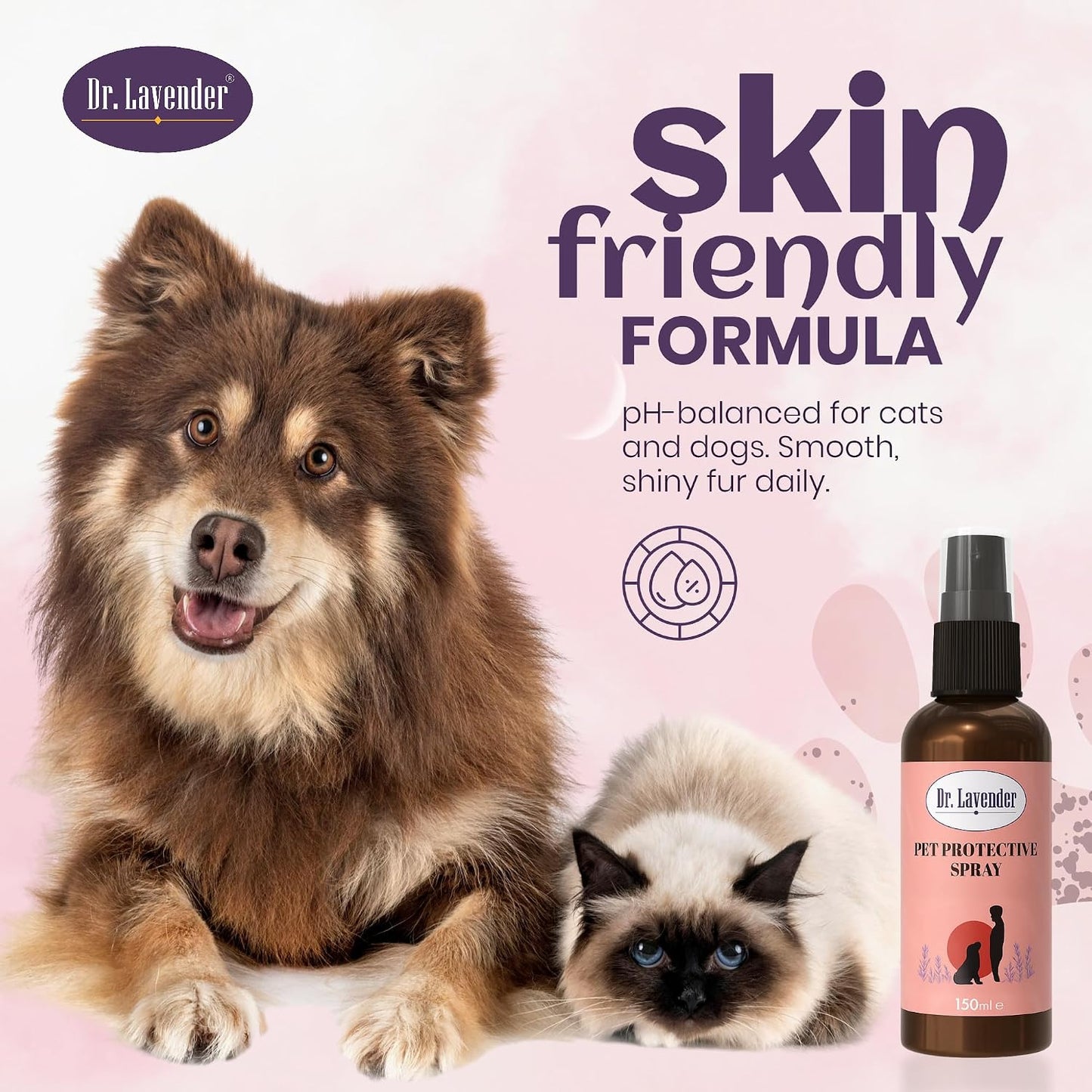 DR.LAVENDER Natural Pet Coat Spray – Lavender & Orange Peel Essential Oil Formula – Gentle Grooming & Cleansing Spray for Dogs & Cats – Safe for Home, Bedding & Furniture – Fresh Scent