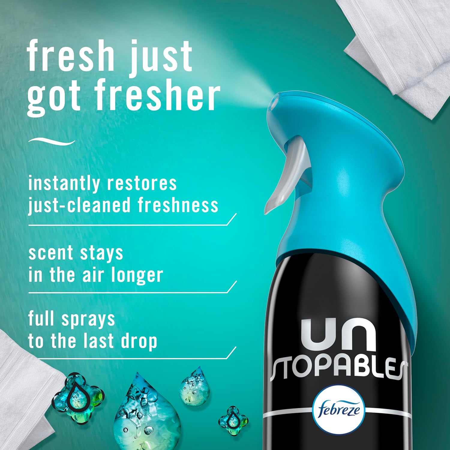 Febreze Air Mist, Air Freshener Spray, Odor Fighting Room Spray, Deodorizer for Home Bathroom Kitchen Office Apartment Dorm Room Classroom, Unstopables Fresh Scent, 8.1oz (Pack of 3)