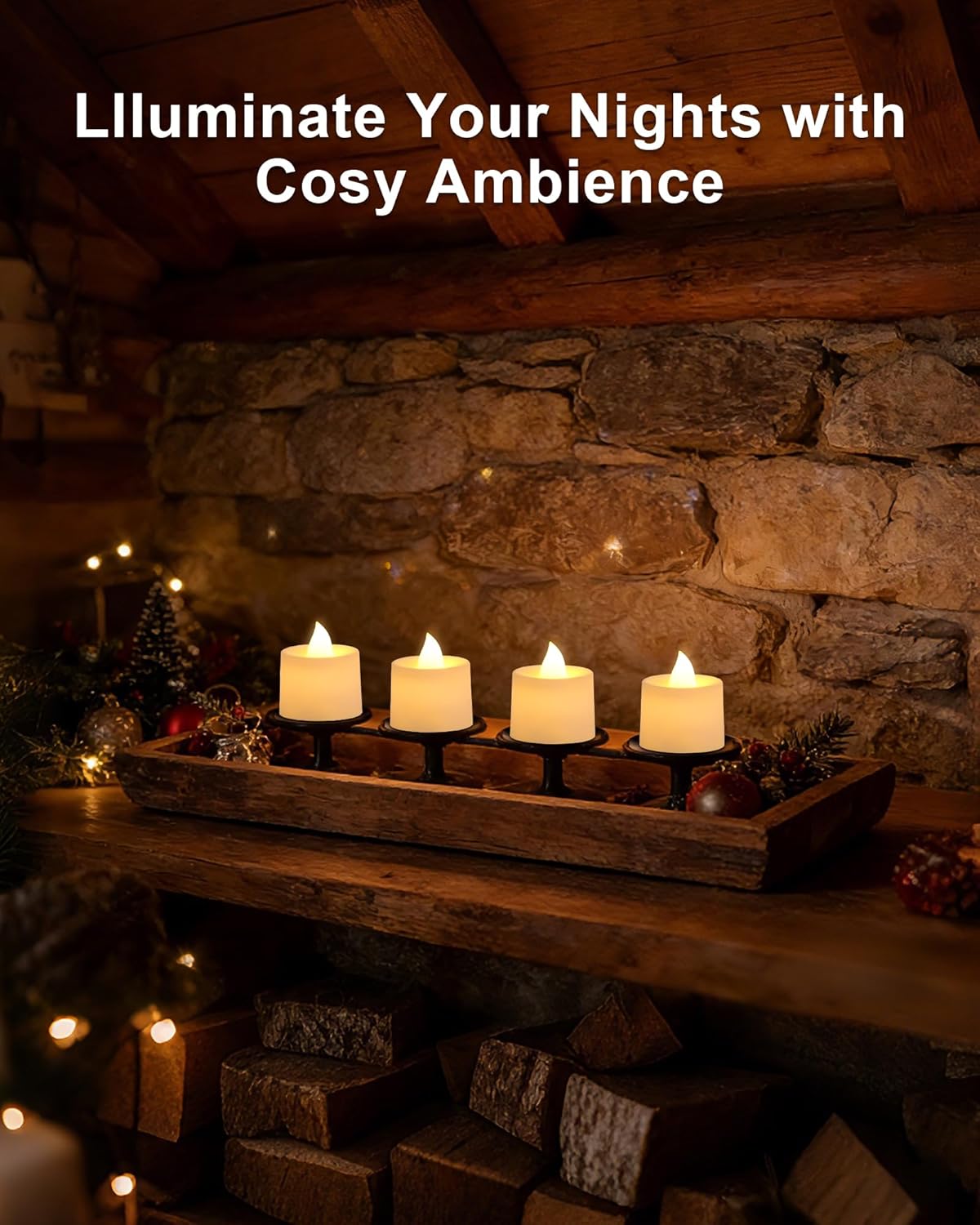 Amagic 24 Pack LED Tea Lights, Flameless Votive Candles, Lasting Electric Fake Small Candles, Battery Operated Tealights Candles for Halloween, Christmas, Home Decor, Wedding, Party, Festival (White)