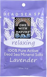 One With Nature Relaxing, 100% Pure Active Dead Sea Mineral Salts, Lavender, For Eczema, Psoriasis and All Skin Types, Natural, Therapeutic, 2.5 Oz (Pack of 6)