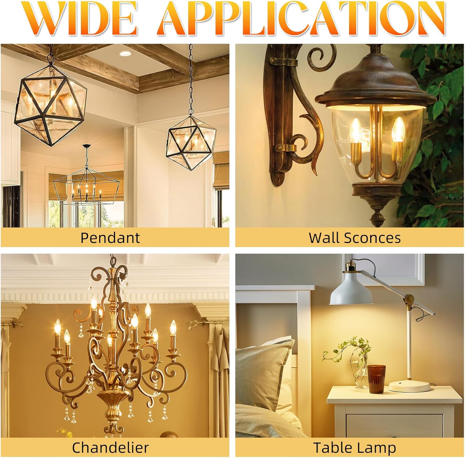 GvvooHome E12 Candelabra Bulb 40 watt Equivalent, E12 LED Bulb Non-Dimmable Chandelier Light Bulbs, B10 Candle Light Bulbs 2700K Soft White, 90+CRI, 400LM, Cear Glass, 12 Pack