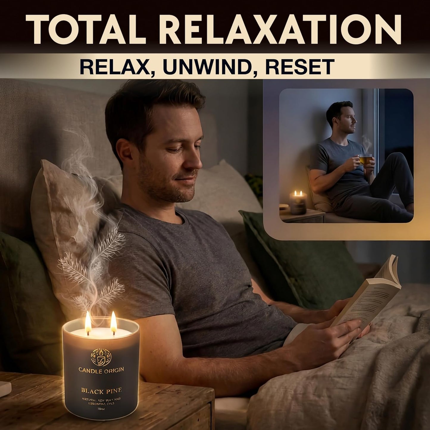Candles for Men - 3×10 oz Scented Candles Premium Gift Set for Men - Natural Soy Wax - Clean Burning Aromatherapy for Him - Masculine Decor for Home, Apartment, Office, Man Cave