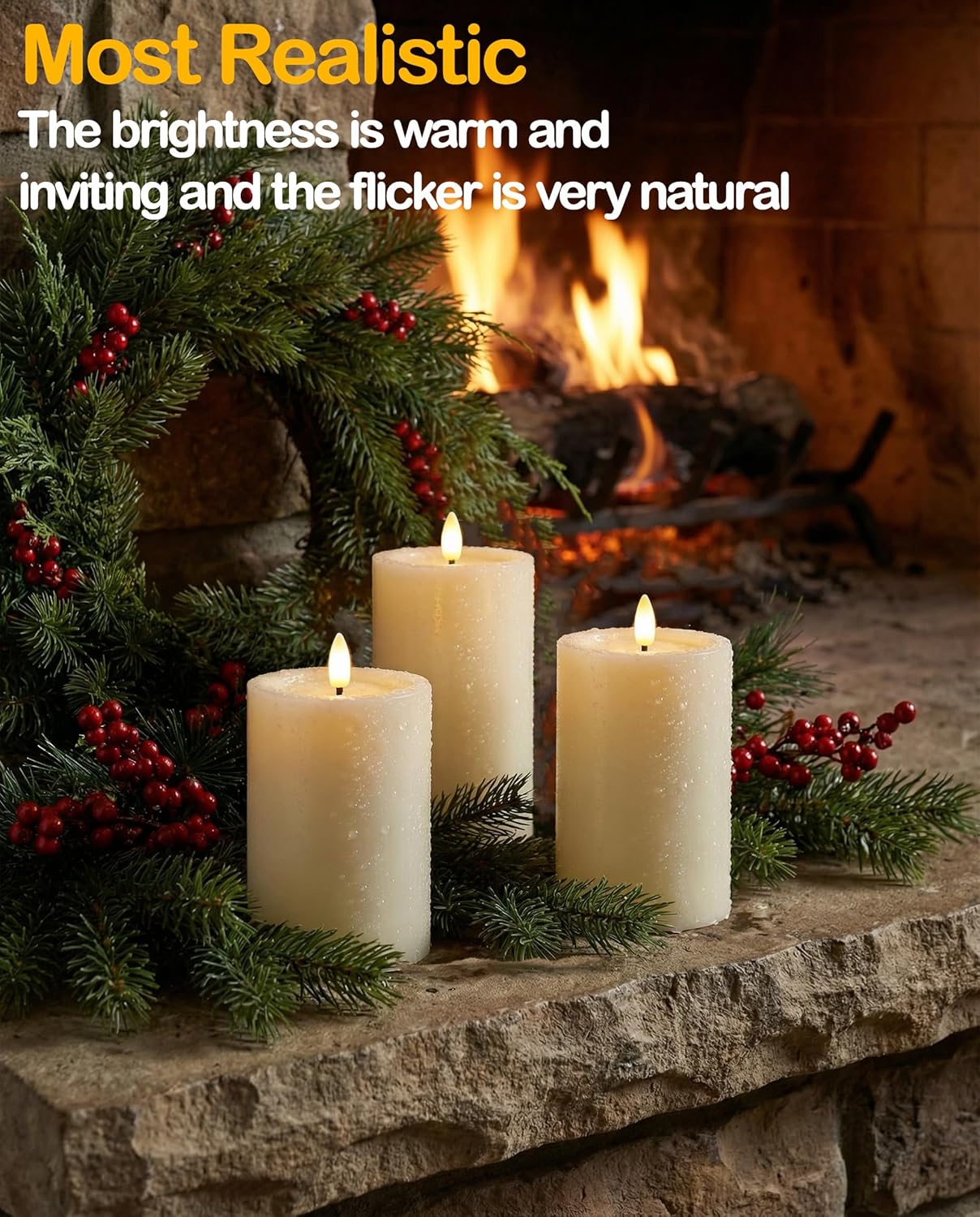 Gmnee 3"x4" Outdoor Waterproof Flameless Candles with Remote and Timers, LED Candles, Battery Operated Candles, Electric Fake Pillar Candles for Patio, Porch, and Lanterns Decor (Ivory, Plastic)