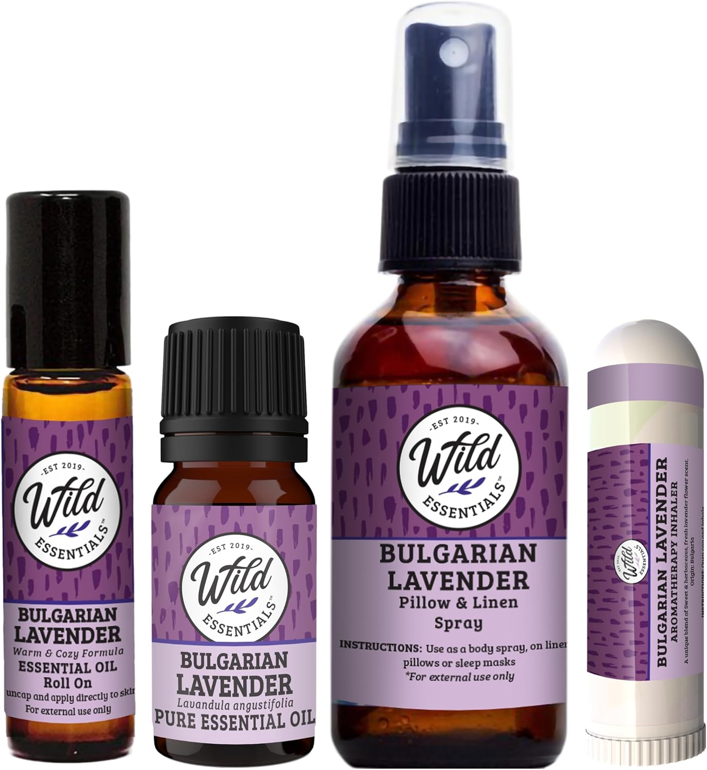 Bulgarian Lavender Essential Oil Bundle – Inhaler, Roll-On, Spray & Pure Oil | Calming, Relaxing Aromatherapy– USA Made