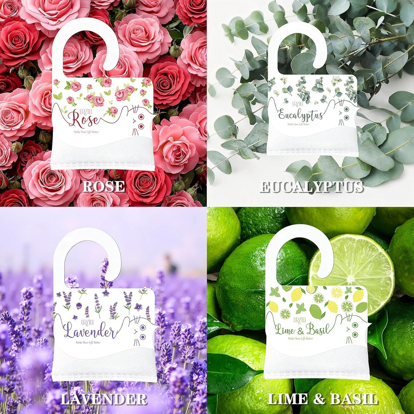 13 PCS Rose Scented Sachets, Long Lasting Room Air Freshener Odor Deodorizer Eliminating for Home Drawer Closet Clothes, Natural Room Fragrance Potpourri Bag