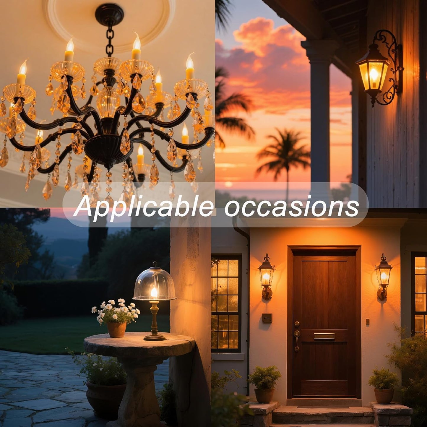 E26 Flickering Flame LED Bulbs, Flicker Candelabra Flame Effect Light Bulb for Halloween Christmas Party Decoration,1W,100LM,2Pack