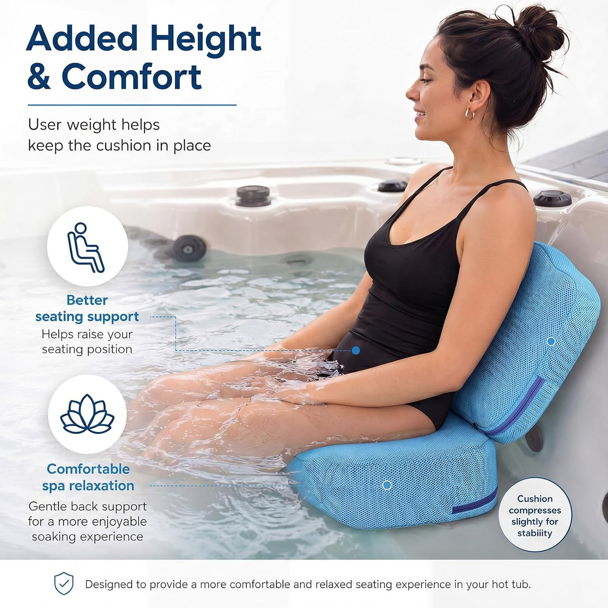 Yerliker 1 Pcs Foldable Hot Tub Booster Seats for Adults, Weighted Spa Seat, Blue