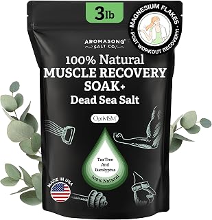 Aromasong Muscle Recovery Bath Soak 3 LB - Natural Bath Salt with Dead Sea Salt, Pure MSM, Magnesium Flakes & Essential Oils for Post Workout Soreness - Made in USA