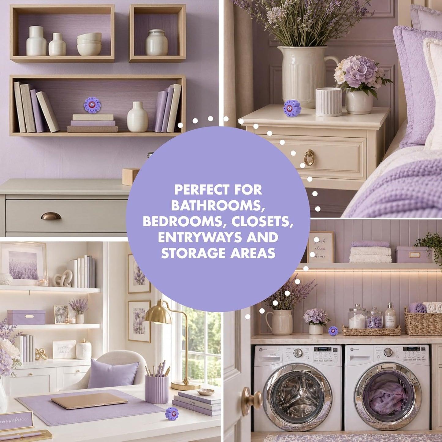 Arm & Hammer OdorBusterz ShapeMATE™, Lavender Flower, 4 Count – Decorative Odor Eliminator for Small Spaces