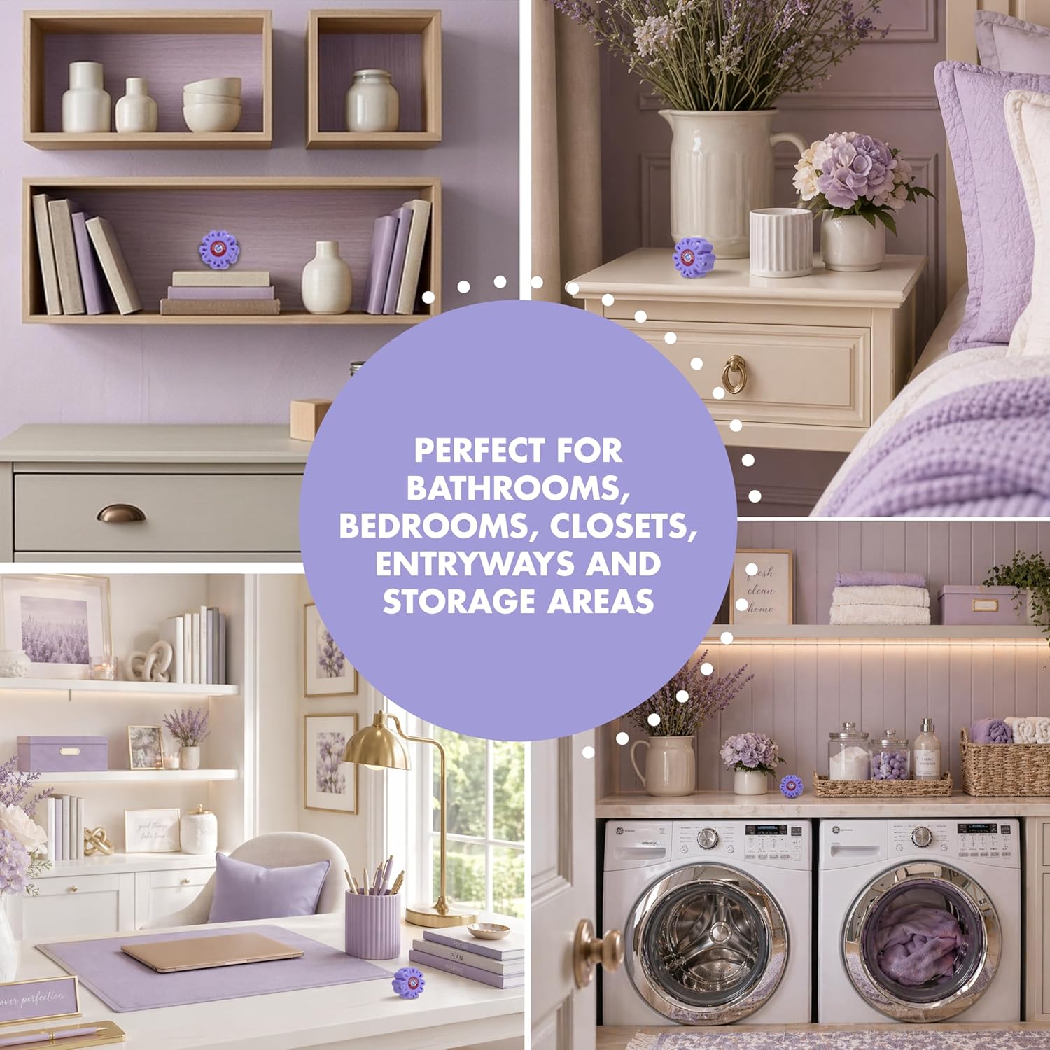 Arm & Hammer OdorBusterz ShapeMATE™, Lavender Flower, 4 Count – Decorative Odor Eliminator for Small Spaces