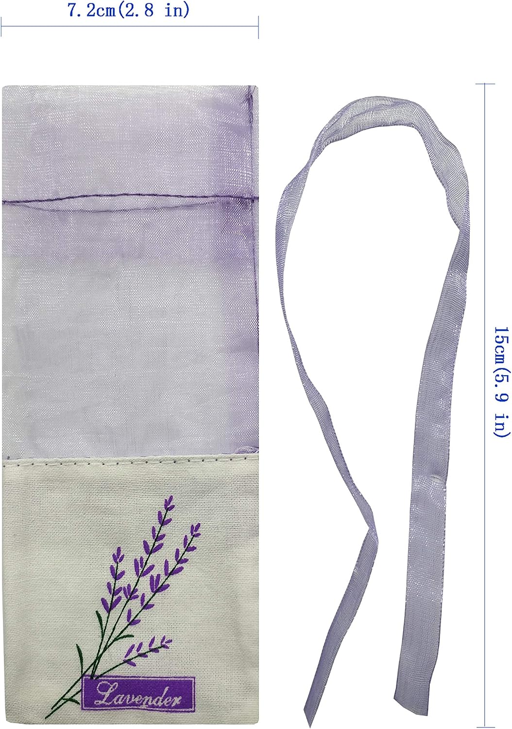 Sanrich 50PCS Lavender Sachet Bags Empty Purple Gauze Ribbons Cotton-Ramie Sacks (Light Purple)