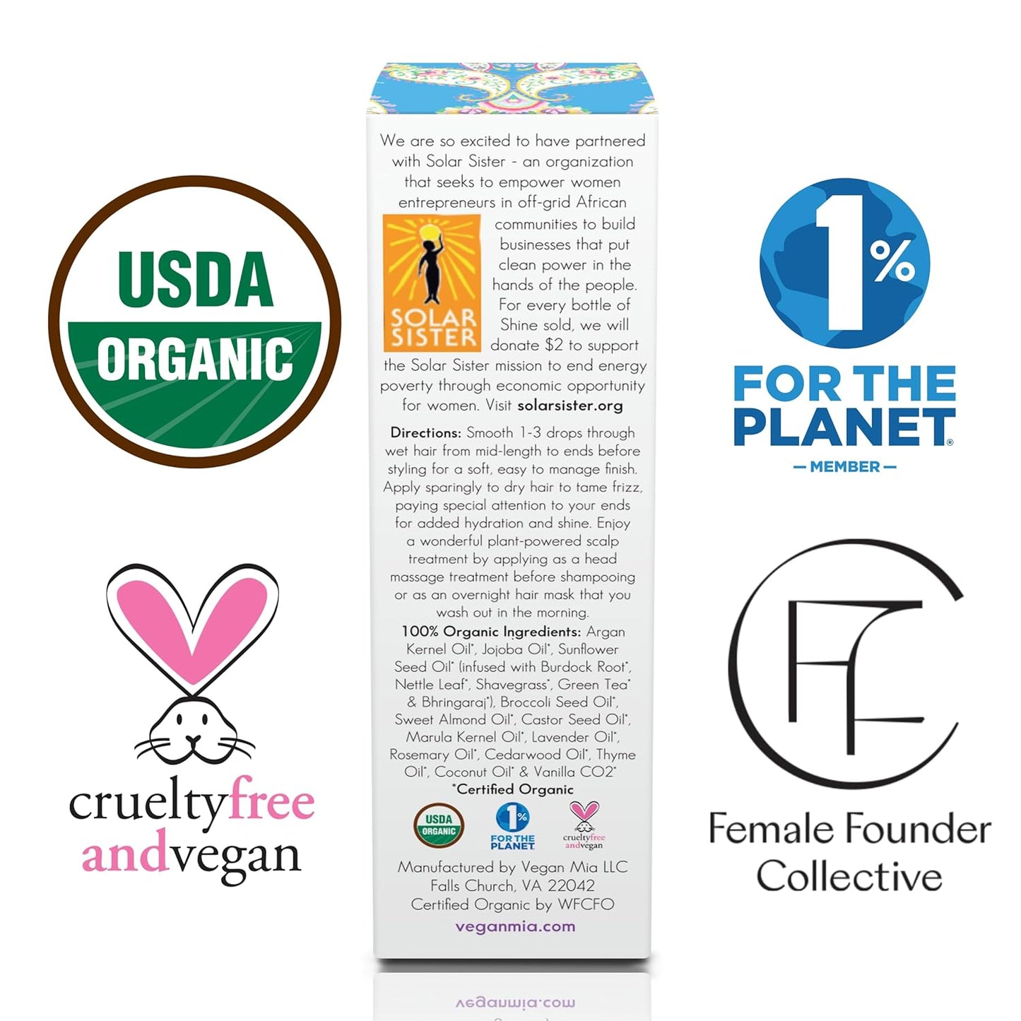 Vegan Mia USDA Organic Rosemary Oil for Hair Growth with Castor Oil & More - Scalp Oil Treatment & Intense Nourishment to Get Healthier, Thicker & Shiny Hair Naturally, 1 fl oz Bottle