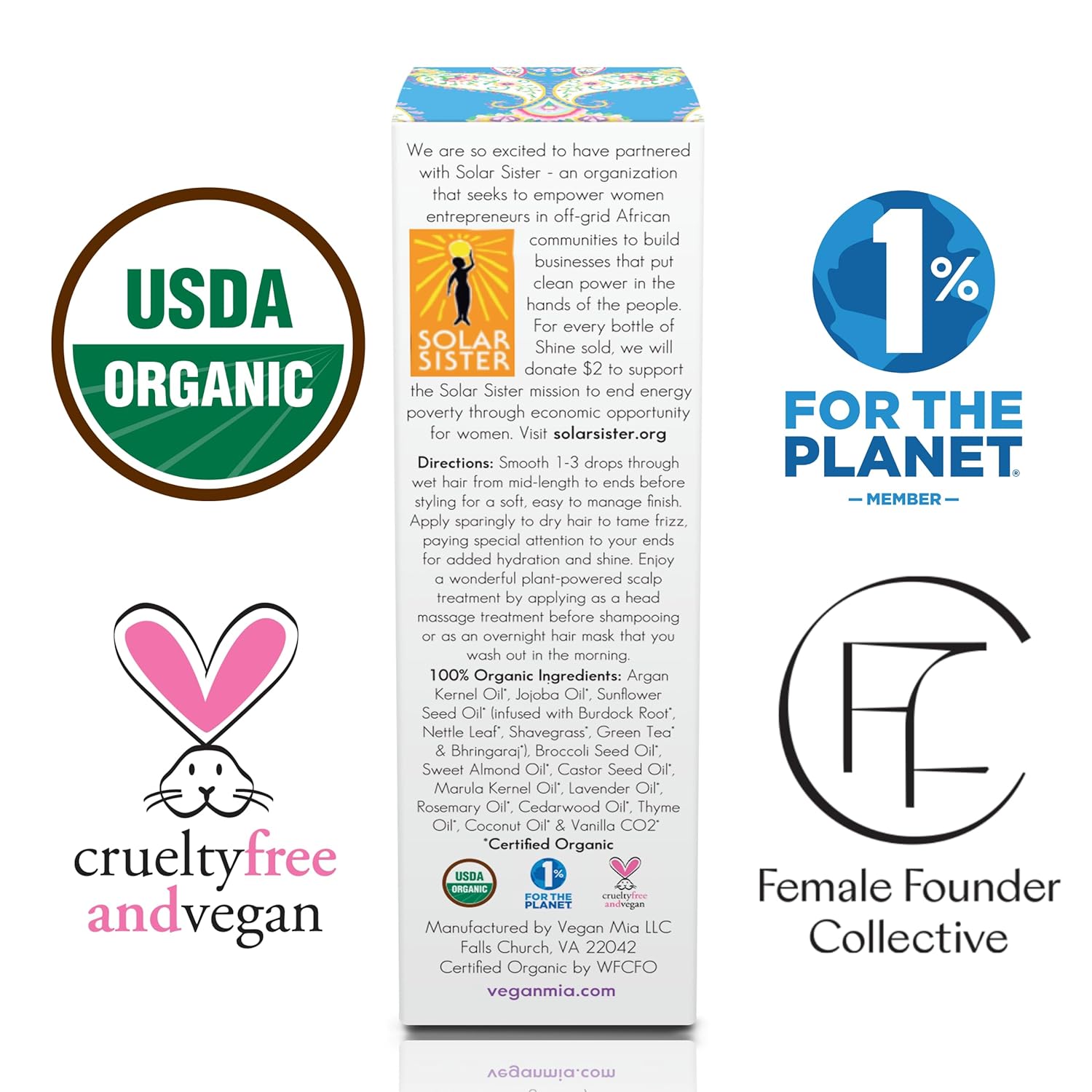 Vegan Mia USDA Organic Rosemary Oil for Hair Growth with Castor Oil & More - Scalp Oil Treatment & Intense Nourishment to Get Healthier, Thicker & Shiny Hair Naturally, 1 fl oz Bottle