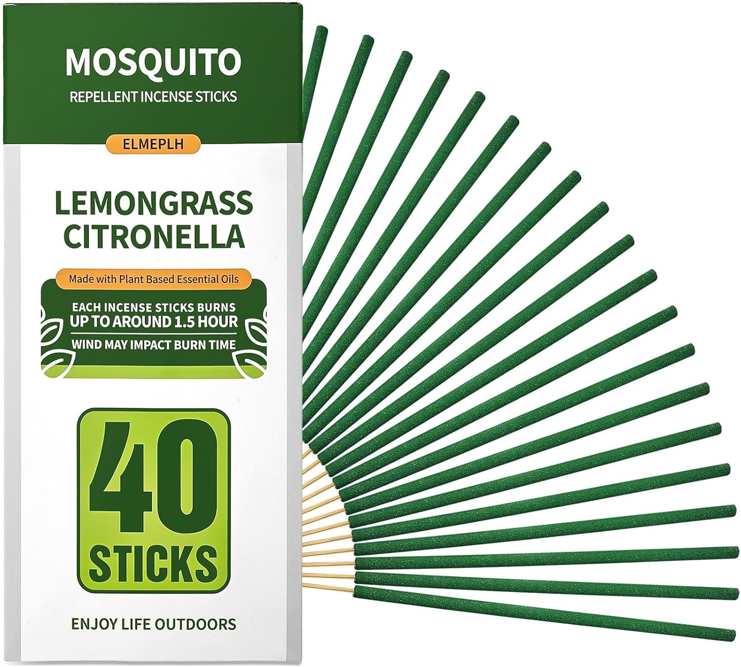 Mosquito Repellent Incense Sticks 40 Pieces per Box - Citronella Incense Sticks or Outdoor Patio/Citronella Oil/Lemongrass and Rosemary Oil/Made with Natural Based Essential