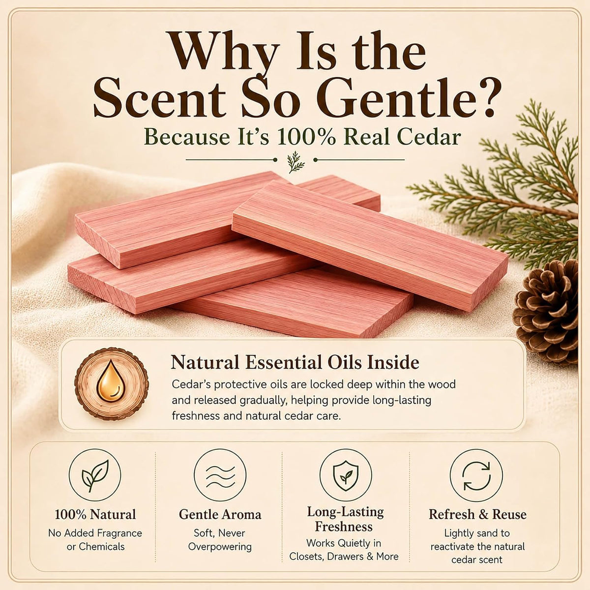 100% Natural Red Cedar Blocks for Clothes Storage
