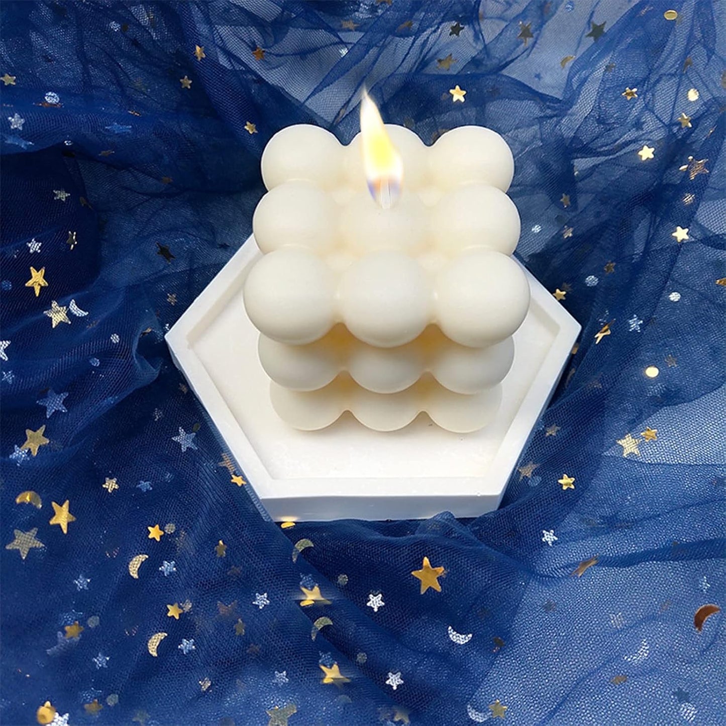 2 PCS Bubble Candle, Soy Wax Cube Candles for Valentine's Day, Birthday, Home Decor, Aesthetic Hand Poured Scented Candle