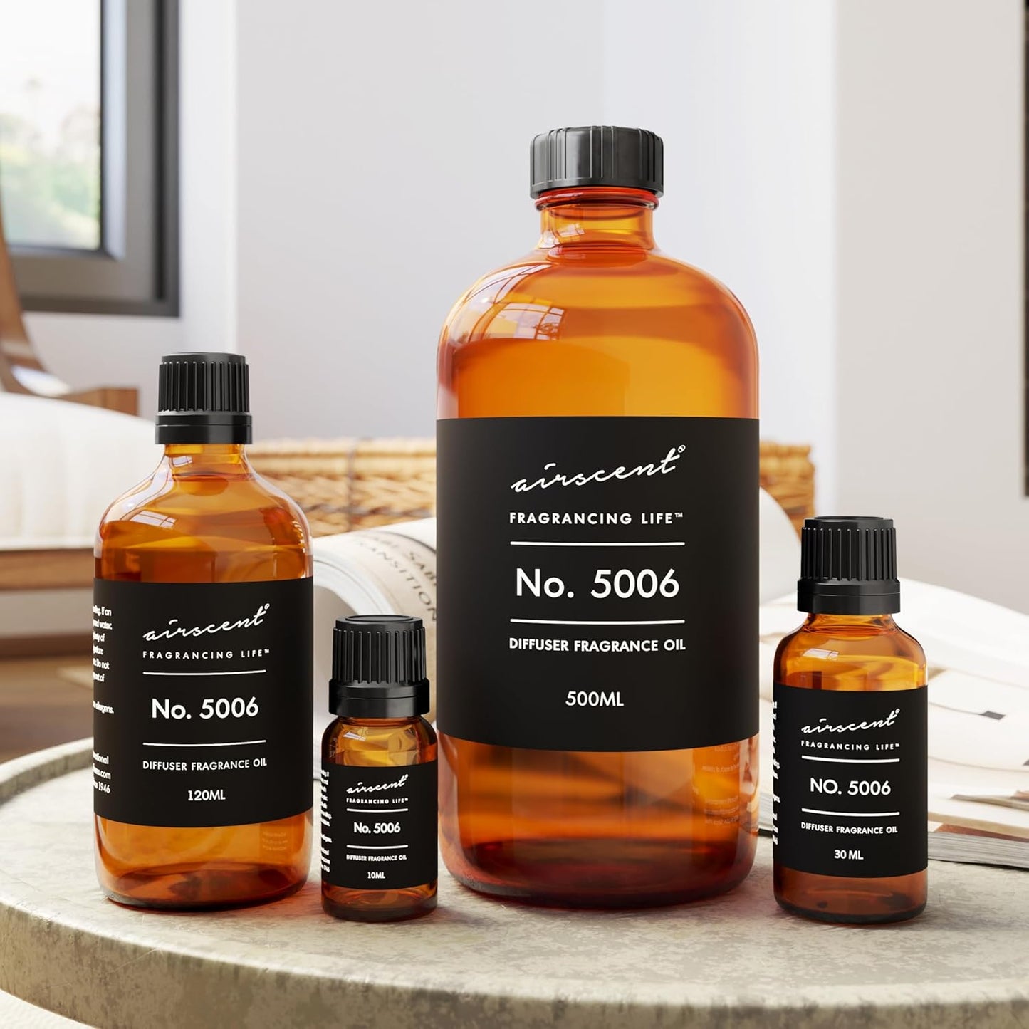 AirScent Diffuser Oil Inspired by TF's Ombre Leather - No. 5006 Perfume Dupe - Fragrance Oil Blend for Ultrasonic and Waterless Diffusers and Crafting - 120 ml, 4 fl oz Glass Bottle with Dropper