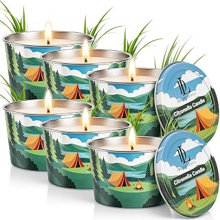 Citronella Candle for Outdoor 6 Pack, 2.2oz Citronella Scented Candles for Outdoor Camping, Natural Soy Wax with Essential Oils, Portable Tin for Patio Backyard Hiking