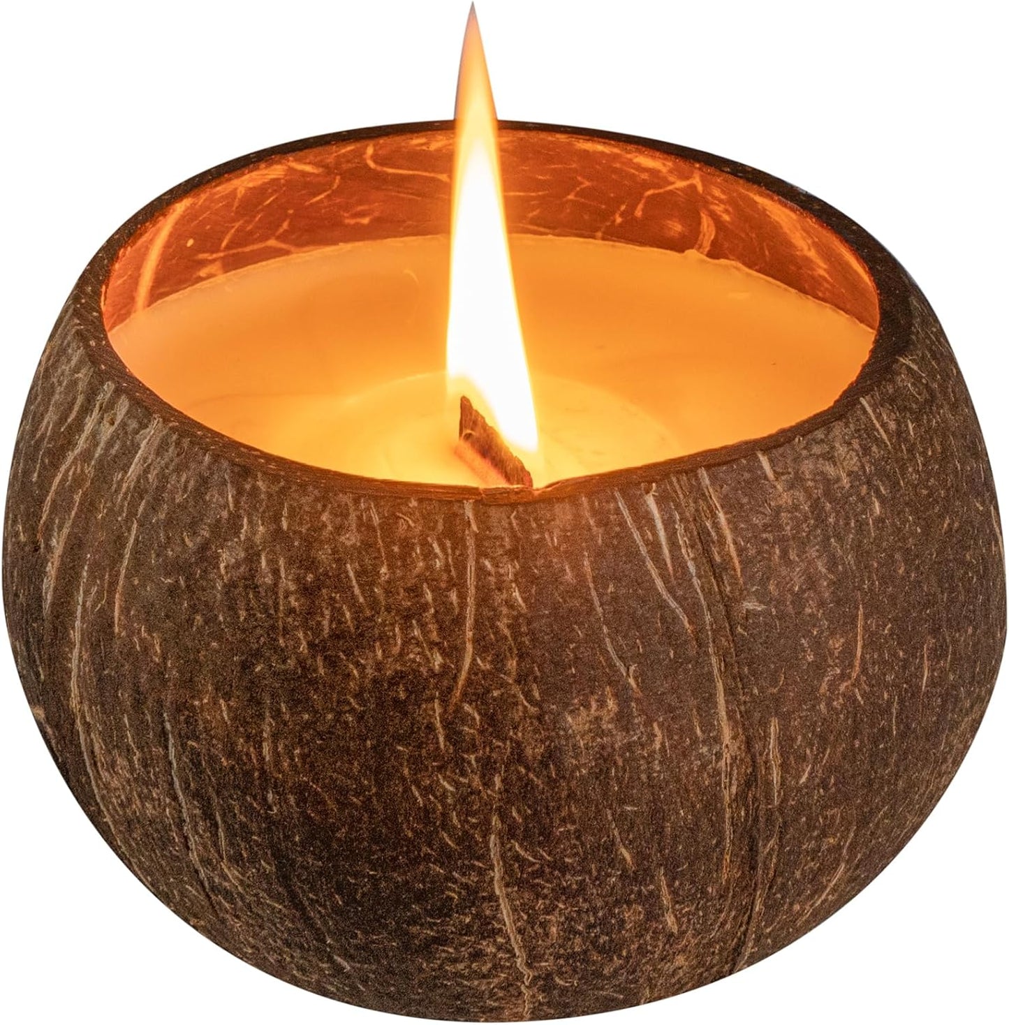 Restaurantware Coconut Shell Candle - 1 Soy Wax Candle 3.94 x 3.94 x 2.76 Inches - Handmade Decorative Candle Bowl with Wooden Wick - Small Brown Scented Candle