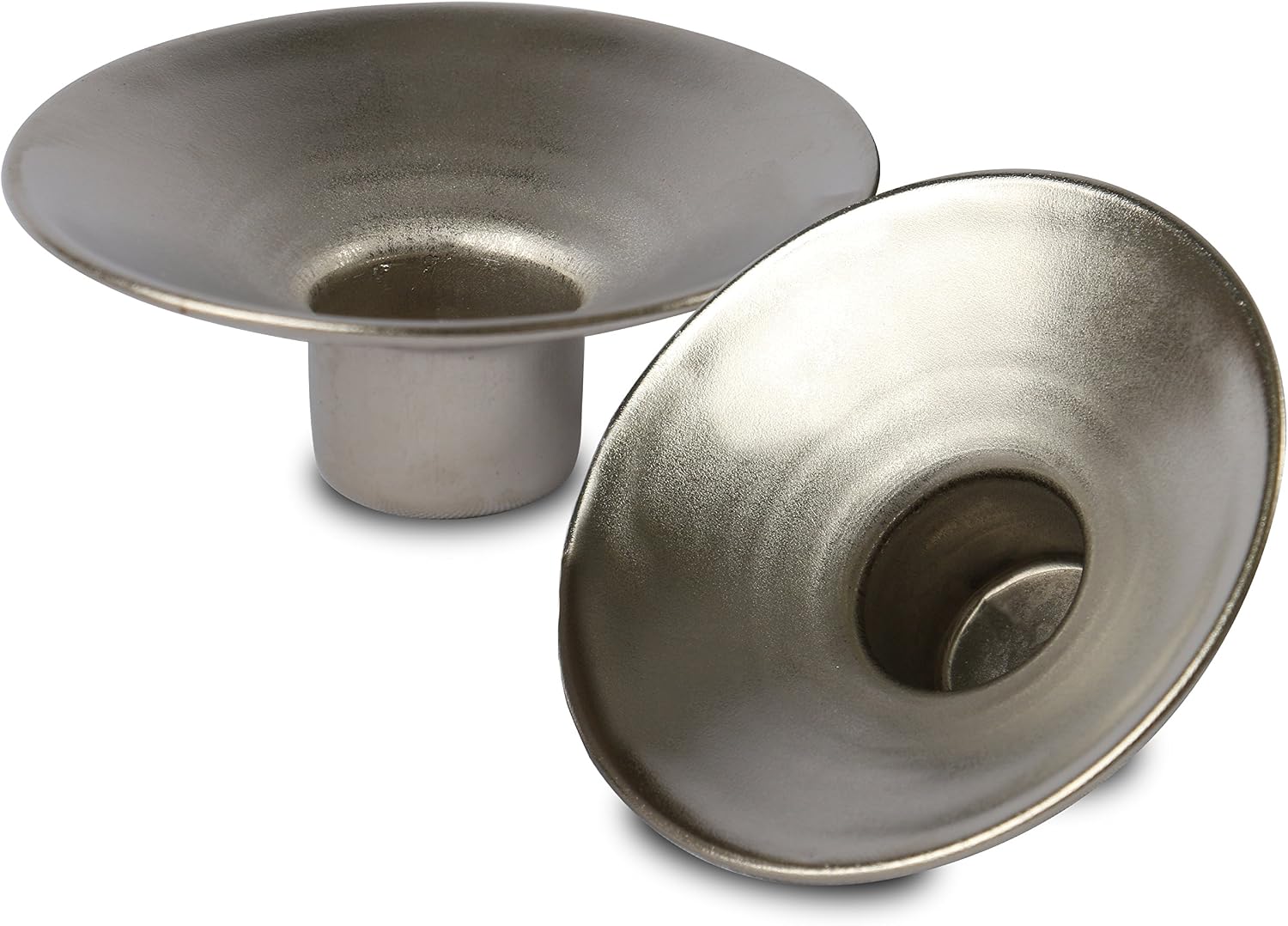 Ner Mitzvah Reusable Metal Candlestick Liners and Drip Guards - Medium Nickel Plated Candle Holder Protector Bobeches - Silver - 2 Pack