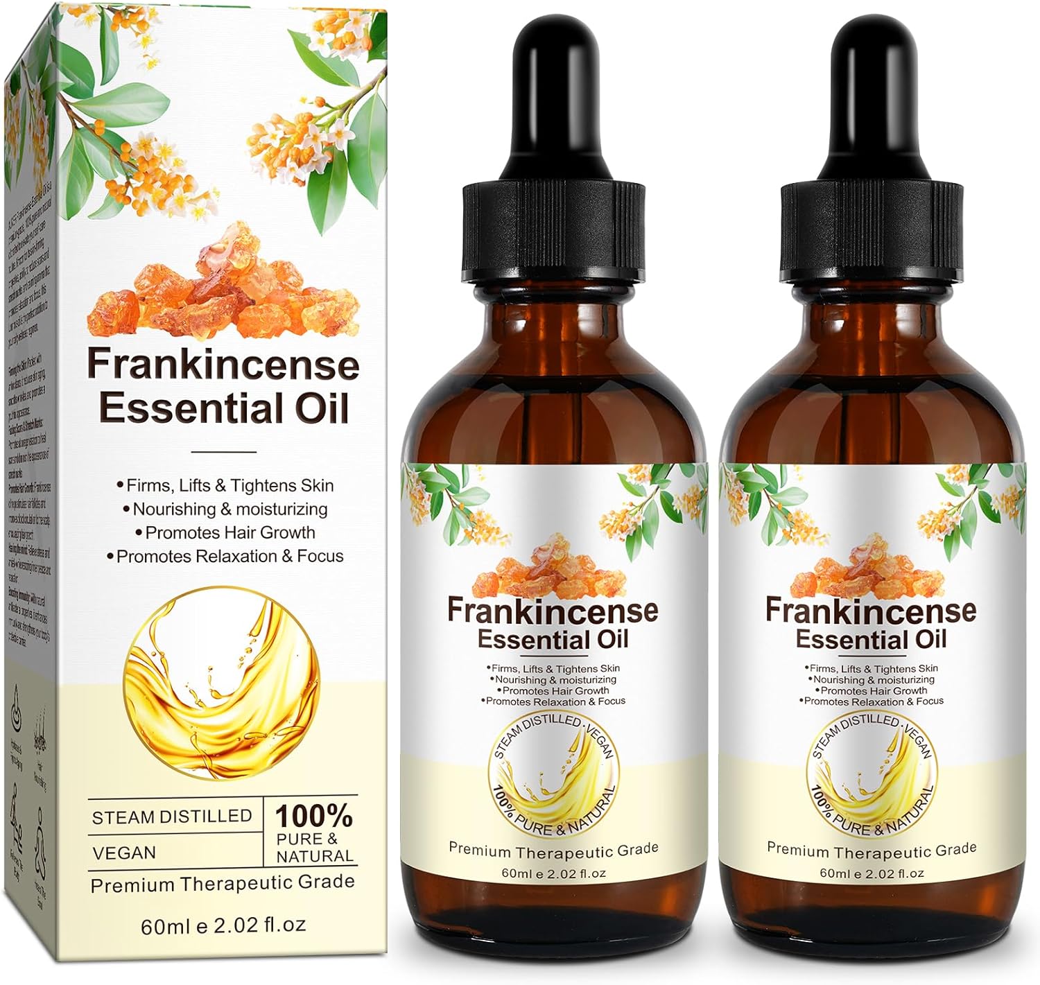 Frankincense Oil for Skin Care, 100% Organic & Pure Natural Essential Oil for Hair Growth & Skin Tightening, Anti-Aging, Scar Reduction, Aromatherapy, Diffusers, Humidifier (120 ML, Frankincense)