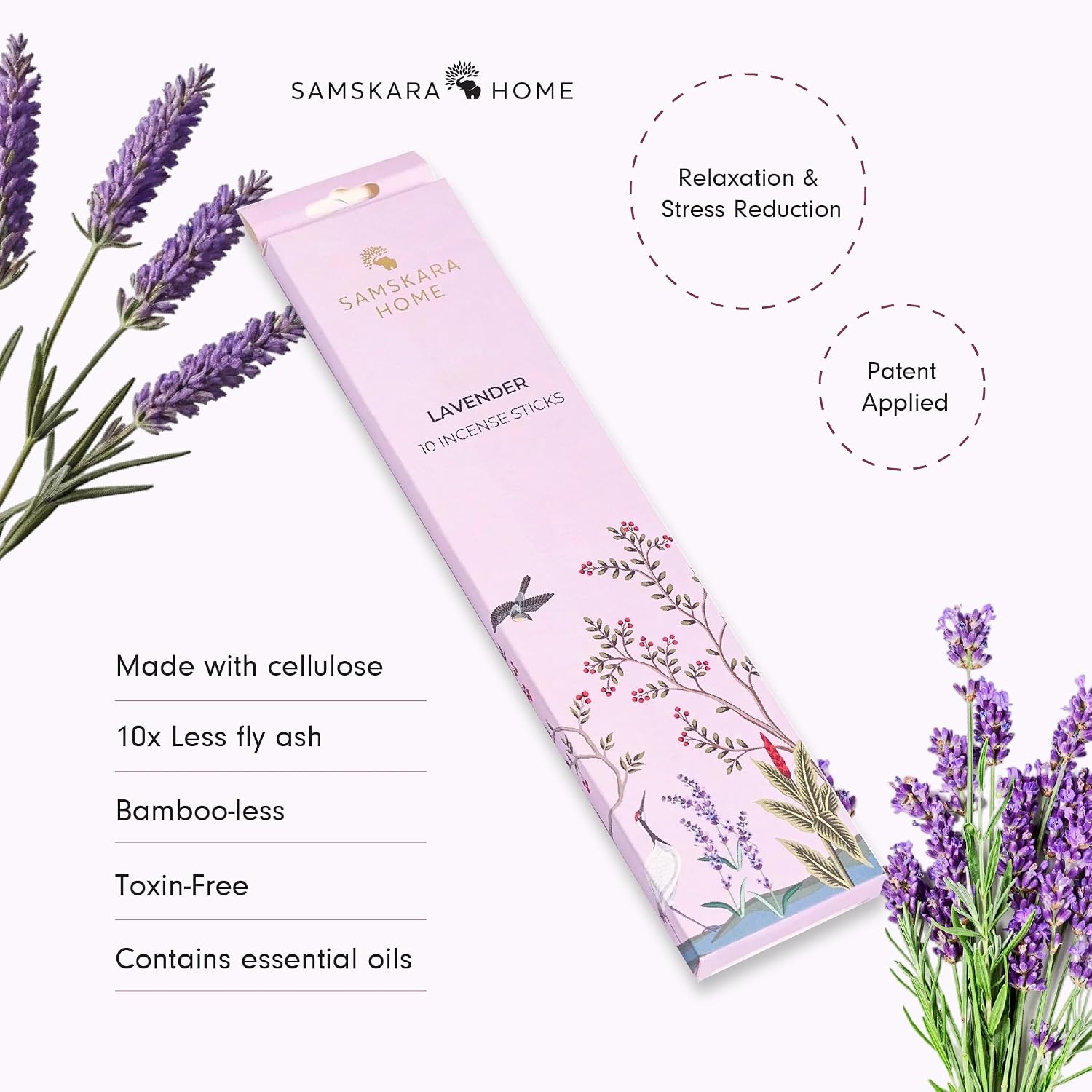 Samskara Lavender Incense Sticks Agarbatti | Pack of 10 | Eco Friendly Incense