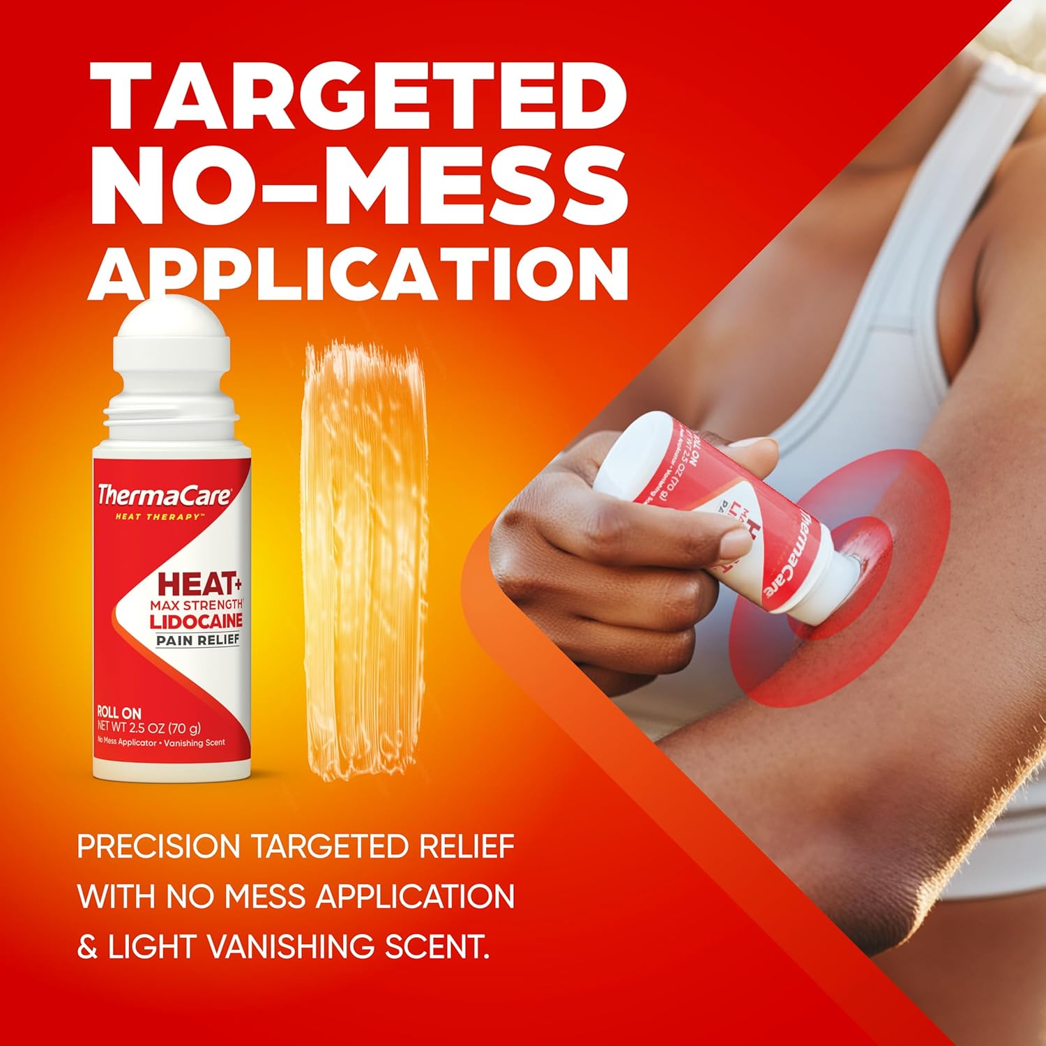 ThermaCare Heat + Max Strength 4% Lidocaine Roll-On - Dual Action Pain Relief for Back, Neck, Muscle, & Joint Pain - Warming Topical Analgesic, No-Mess Roll-On for Daily Pain Relief & Comfort