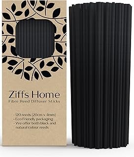 Ziffs Home® 120pcs Black Fibre Reed Diffuser Sticks - 20cm/7.87in x 4mm/0.16in - Thick Reeds Sticks - Fibre Reeds for Diffusers