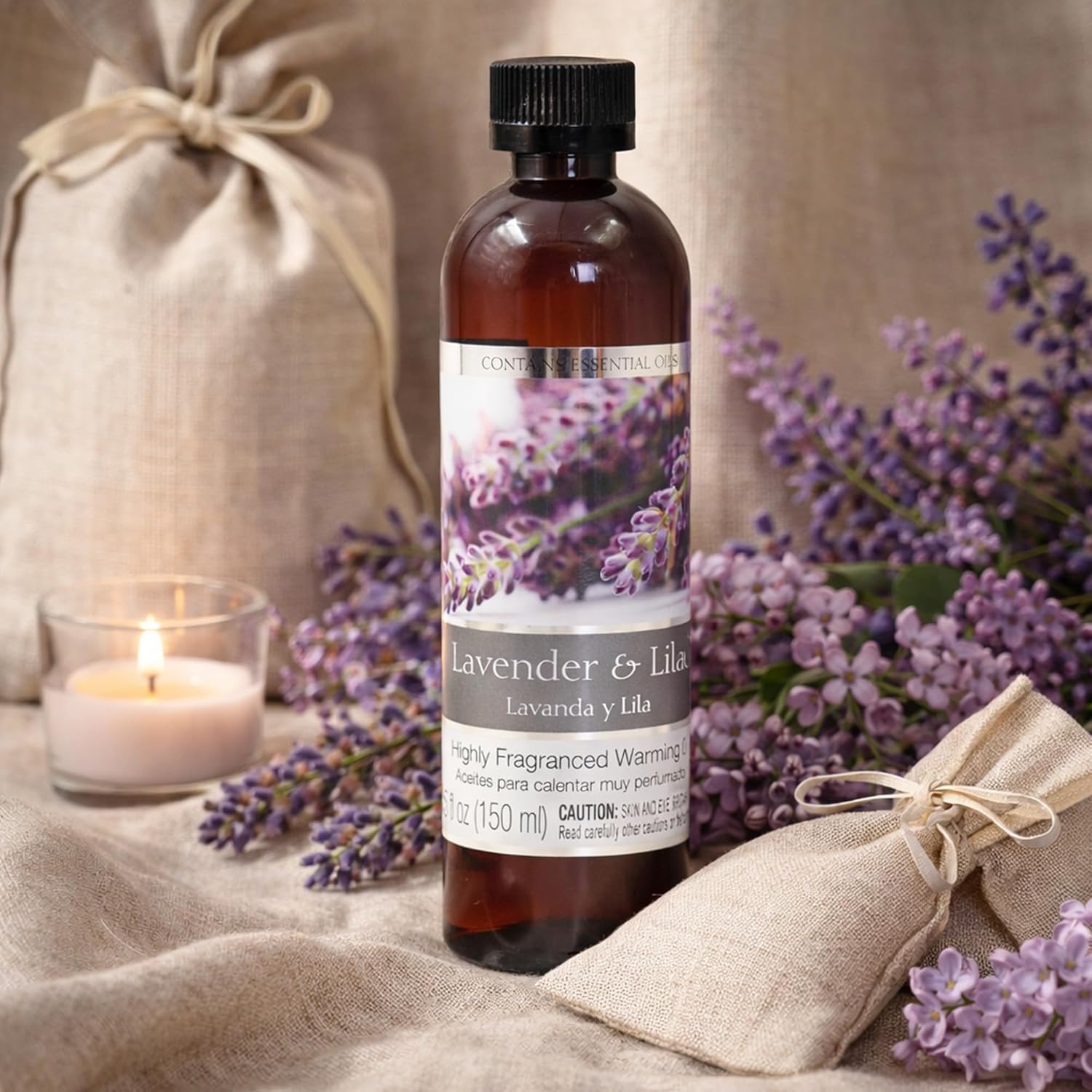Hosley Lavender Lilac Fragrance Warming Oils, Set of 2, 5oz Each. Ideal Gift for Weddings, spa, Reiki, Meditation, Bathroom Settings.P1
