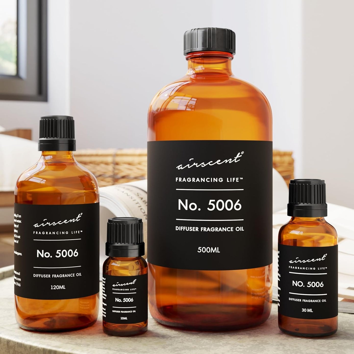 AirScent Diffuser Oil Inspired by TF's Ombre Leather - No. 5006 Perfume Dupe - Fragrance Oil Blend for Ultrasonic and Waterless Diffusers and Crafting - 120 ml, 4 fl oz Glass Bottle with Dropper