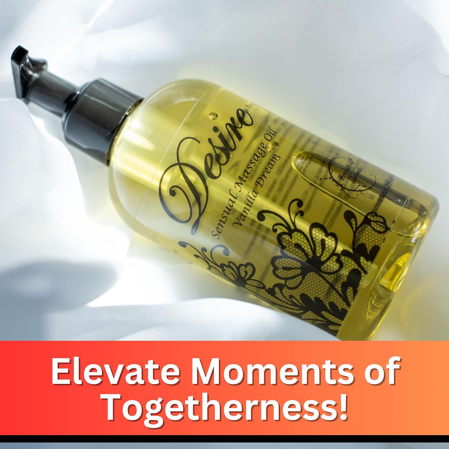 Desire Sensual Massage Oil for Date Night | Perfect for Couples | Hydrating Vanilla Body Oil | All Natural with Sweet Almond, Grapeseed & Jojoba for Smooth Glide 8oz
