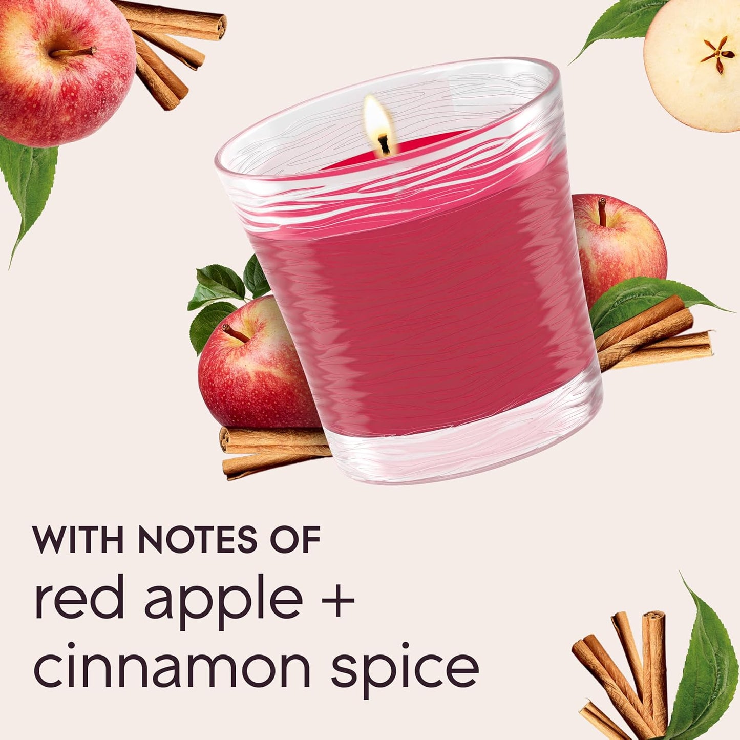 Glade 1-Wick Scented Candle Jar, Apple Cinnamon, Air Freshener Infused with Essential Oils, 4.08 Oz