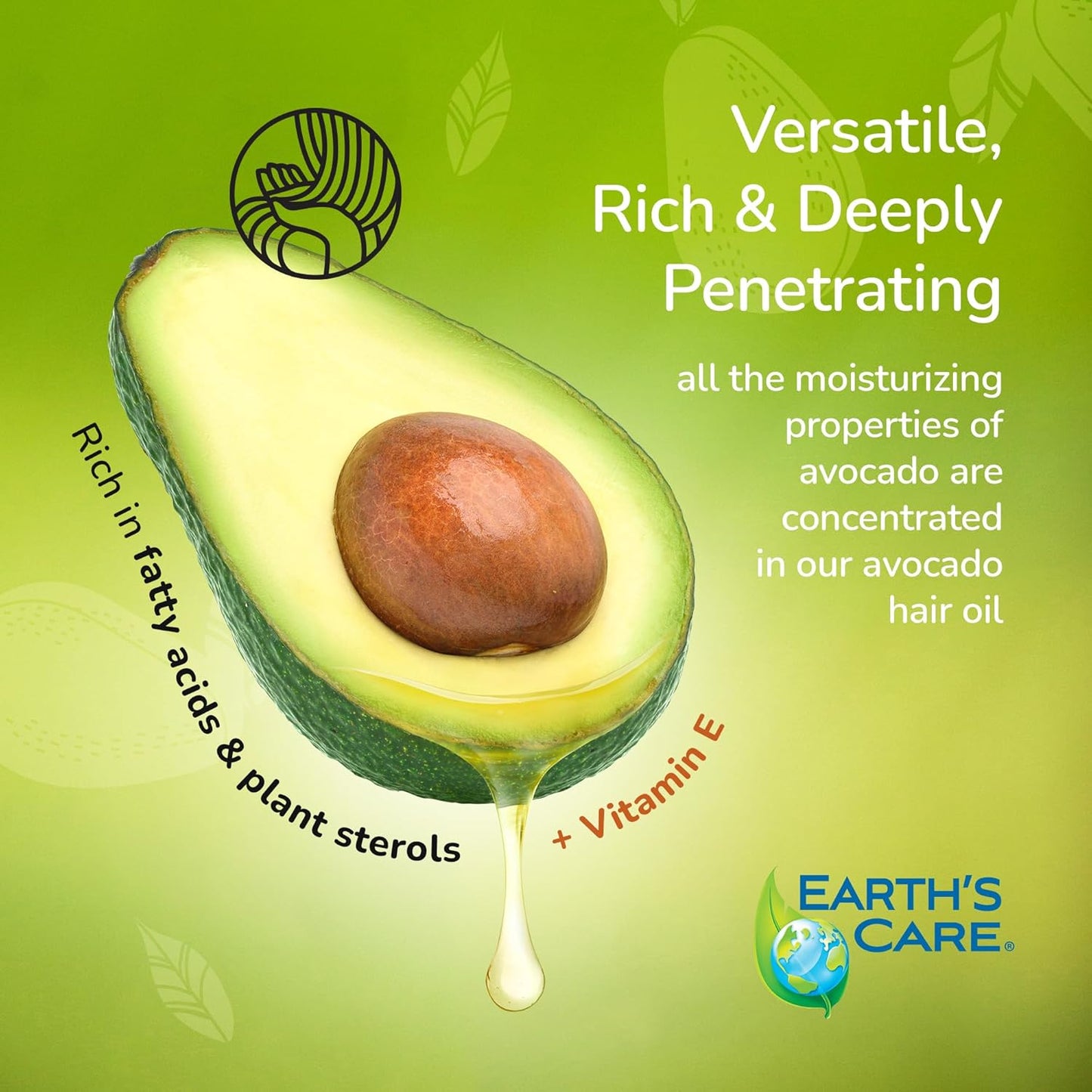 Earth’s Care Avocado Oil - Avocado Oil for Hair and Skin with Vitamin E, Glass Bottle, 8 FL. OZ.