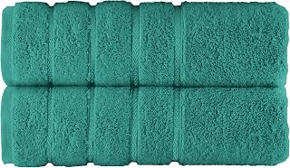 Elegant Comfort 100% Turkish Cotton 4 Lines Viscose Stripe Luxury 2 Pack Bath Towel Set 27 x 54 Inch - Super Soft and Highly Absorbent Premium Hotel Spa Quality Towels for Bathroom Use, Turquoise