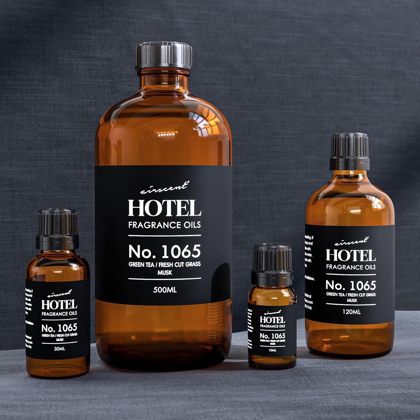 AirScent Hotel Diffuser Oil No. 1065 - Green Tea & Fresh Cut Grass - Premium Fragrance Oil for Ultrasonic and Waterless Diffusers and Crafting - 10 mL, 0.34 fl oz Glass Dropper Bottle