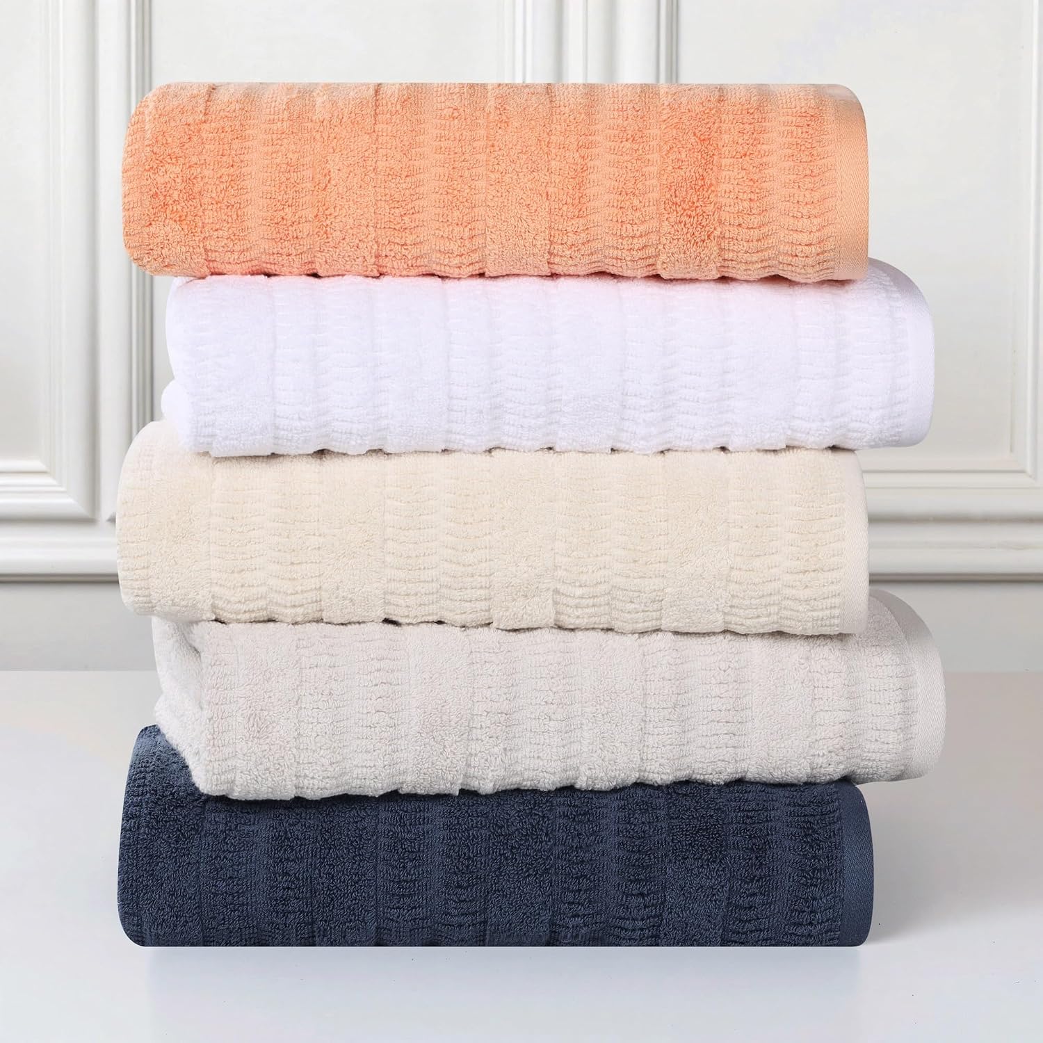 Superior Luxurious Classic Cotton Blend Towels, 12 Piece Set for Bathroom, Shower, Spa, Hotel, Super Soft, Quick Dry, Ultra Soft Mika Towels, 4 Bath, 4 Hand & 4 Washcloth, Ivory