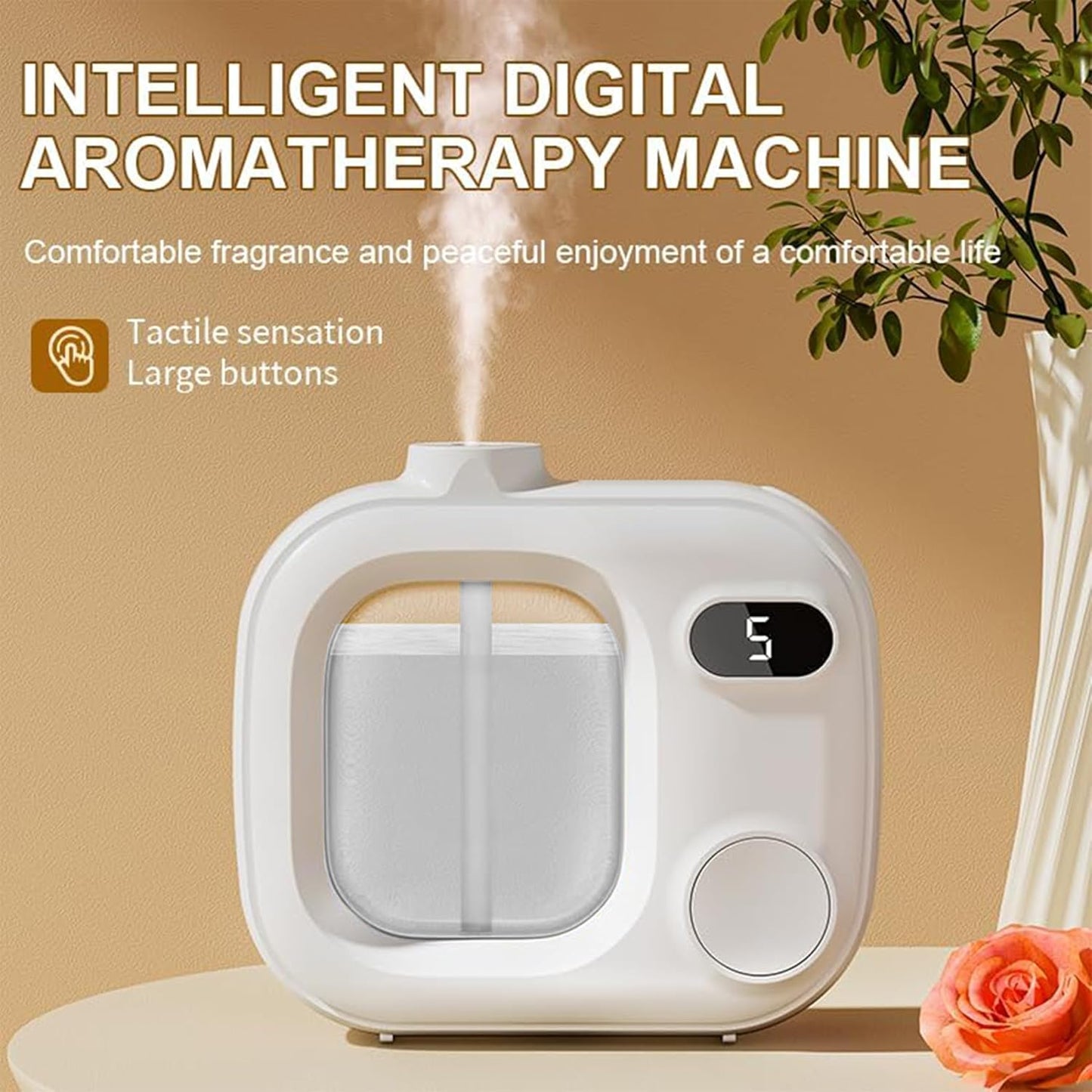 Waterless Essential Oil Diffuser Ultrasonic Essential Oil Diffuser for Home Large Rooms Bathroom Hotel Office Car - Cordless with 5 Mist Levels Waterless Difusor Aroma 360 Fragrance Machine