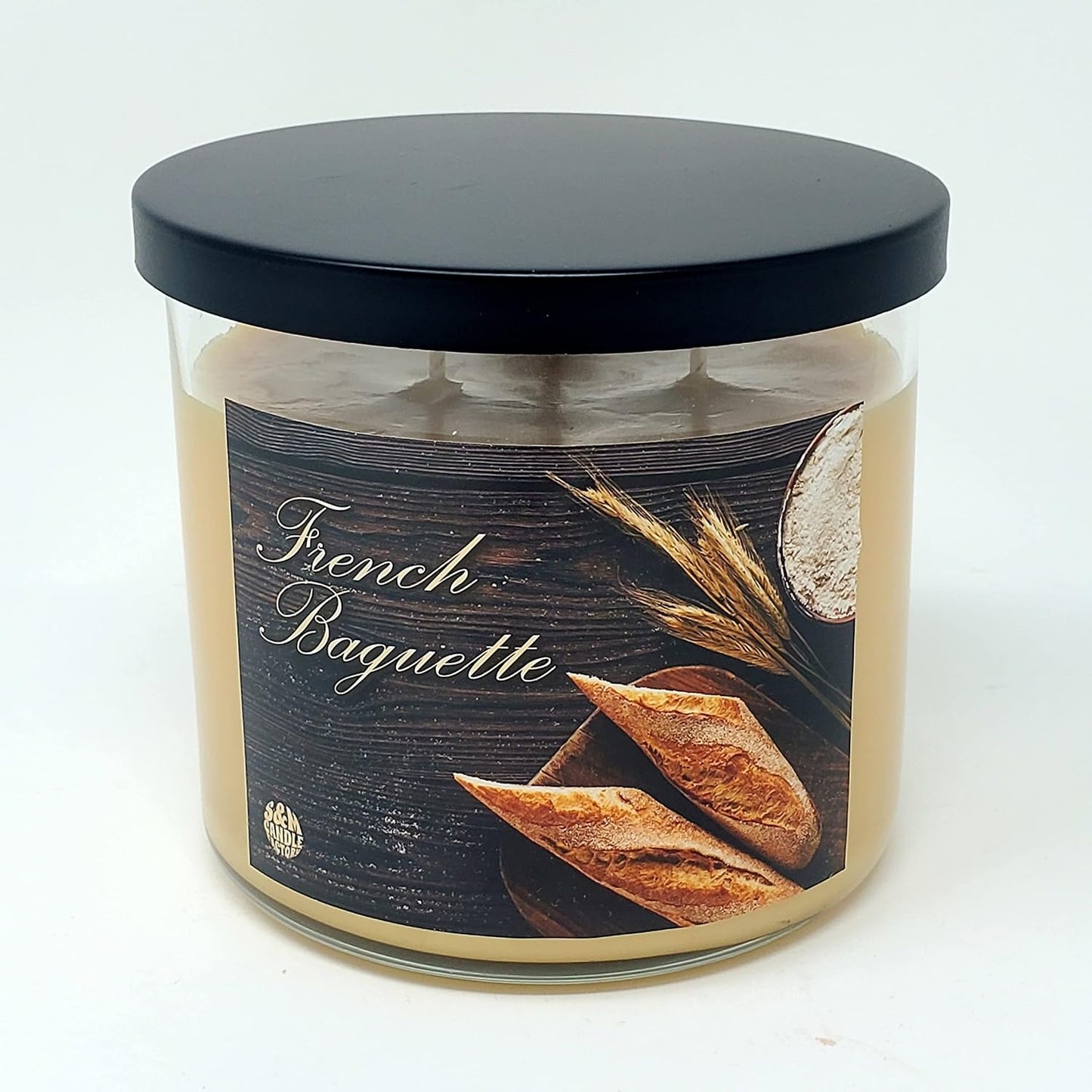 French Baguette Candle Large 3 Wick Soy Wax Candle ~ Up to 80 Hour Burn Time ~ Warm Buttered Bread Scented Candle ~ Made in USA (French Baguette)