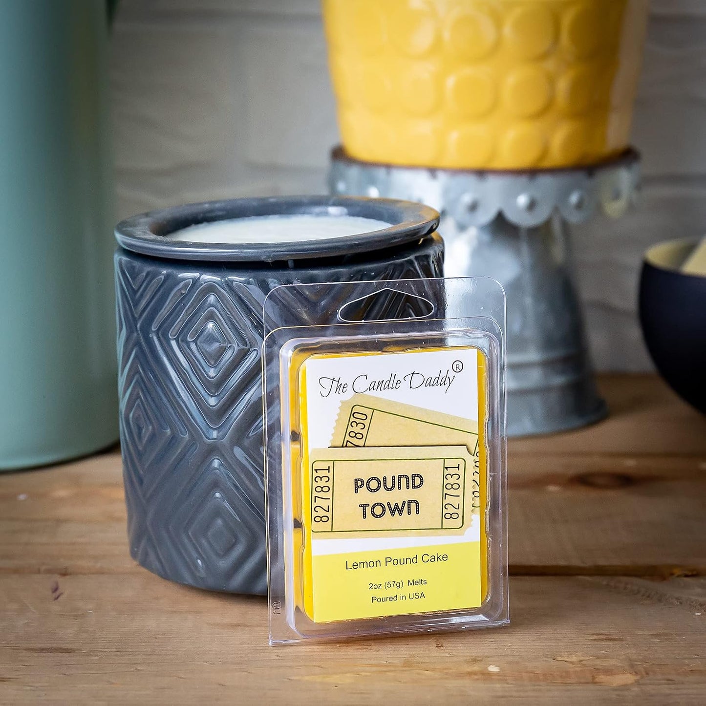 Two Tickets To Pound Town - Lemon Pound Cake Scented Melt - Maximum Scent Wax Melt - 1 Pack -2 Ounces - 6 Cubes Unique Funny Gift for Women, Men, BFF, Wife, Boyfriend Girlfriend, Husband, Partner