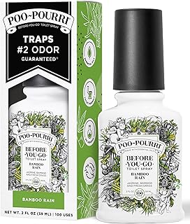 Poo-Pourri Before-You-Go Toilet Spray, Bamboo Rain, 2 Fl Oz, Up to 100 Uses, Bathroom Odor Deodorizer with Essential Oils for Home or Work, Travel Essentials, TSA Approved Size, Bamboo & Fresh Grass