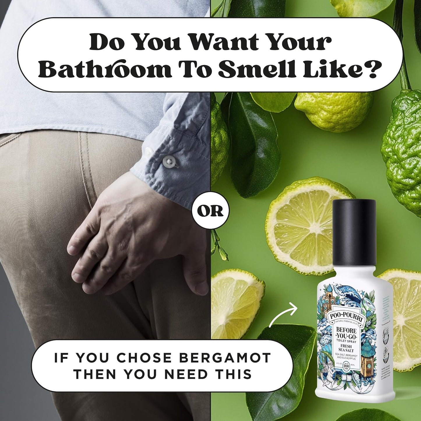 Poo-Pourri Before-You-Go Toilet Spray, Fresh Sea Salt, 4 Fl Oz, Up to 200 Uses, Bathroom Odor Deodorizer, Plant-Based with Essential Oils, for Home or Work, Sea Salt, Bergamot & Eucalyptus Scent