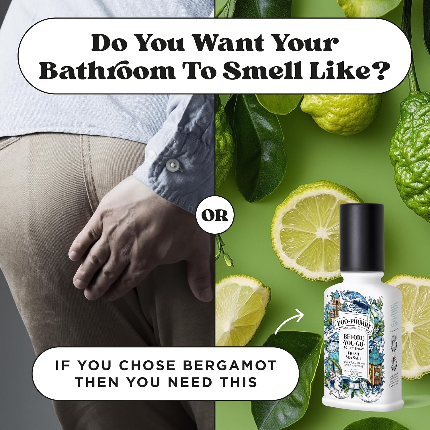 Poo-Pourri Before-You-Go Toilet Spray, Fresh Sea Salt, 4 Fl Oz, Up to 200 Uses, Bathroom Odor Deodorizer, Plant-Based with Essential Oils, for Home or Work, Sea Salt, Bergamot & Eucalyptus Scent
