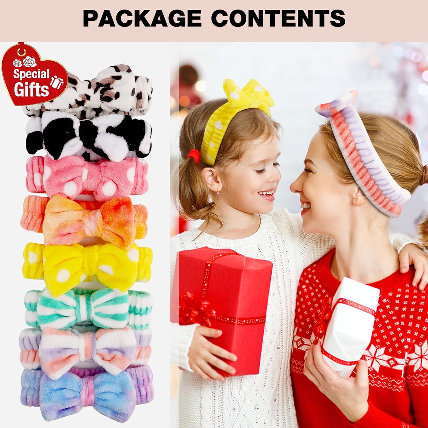 YOOVR 8pcs Spa Headband, Stocking Stuffers for Teen Girls Women, Bulk Cute Small Christmas Trendy Stuff Gifts, Skincare Makeup Face Wash Headband, Hair Accessories, Party Favors Easter Basket Stuffers