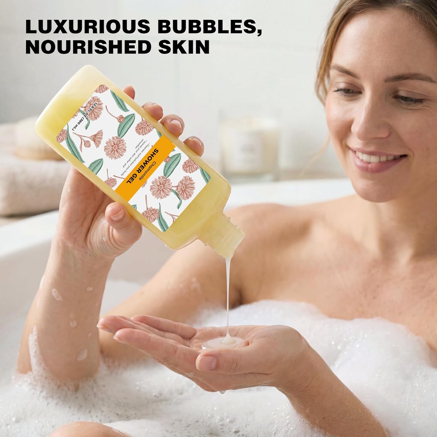 Serenity Sanctuary Bubble Bath for Women, Scented Gift Set for Adults, 51.2 fl oz (Pack of 4), with Shower Gel, Ladies Foaming Bath Variety, Mother's Day Gift for Mom, Christmas Gifts for Wife