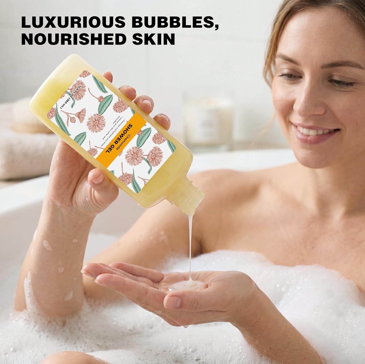 Serenity Sanctuary Bubble Bath for Women, Scented Gift Set for Adults, 51.2 fl oz (Pack of 4), with Shower Gel, Ladies Foaming Bath Variety, Mother's Day Gift for Mom, Christmas Gifts for Wife