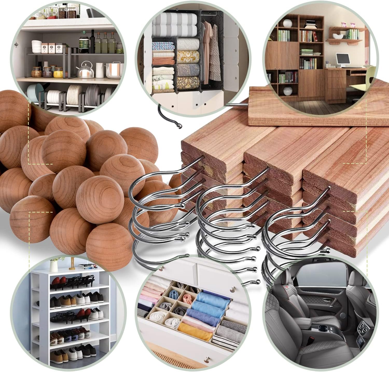 Cedar Hyde Cedar Blocks for Clothes Storage | Cedar Hang Ups & Cedar Balls | Dresser Drawer Freshener Odor Eliminator | 22 Pieces, 12 Cedar Hang Ups & Bonus 10 Cedar Balls | U.S.A Seller
