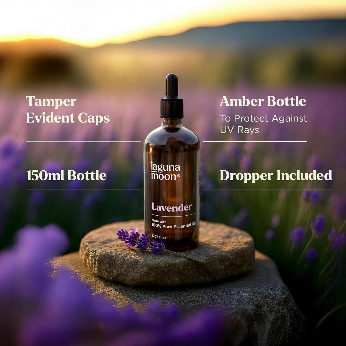 Lagunamoon Pure Lavender Essential Oil - Large 5.07 oz (150ml)