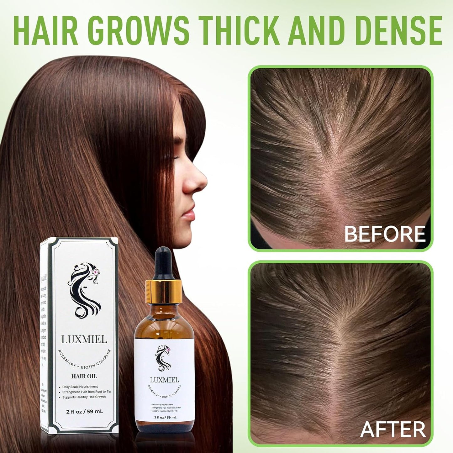 Rosemary Oil for Hair Growth Organic, 100% Pure Organic Rosemary Mint Scalp & Hair Strengthening Oil for Eyebrow and Eyelash 60ml - 2 Oz