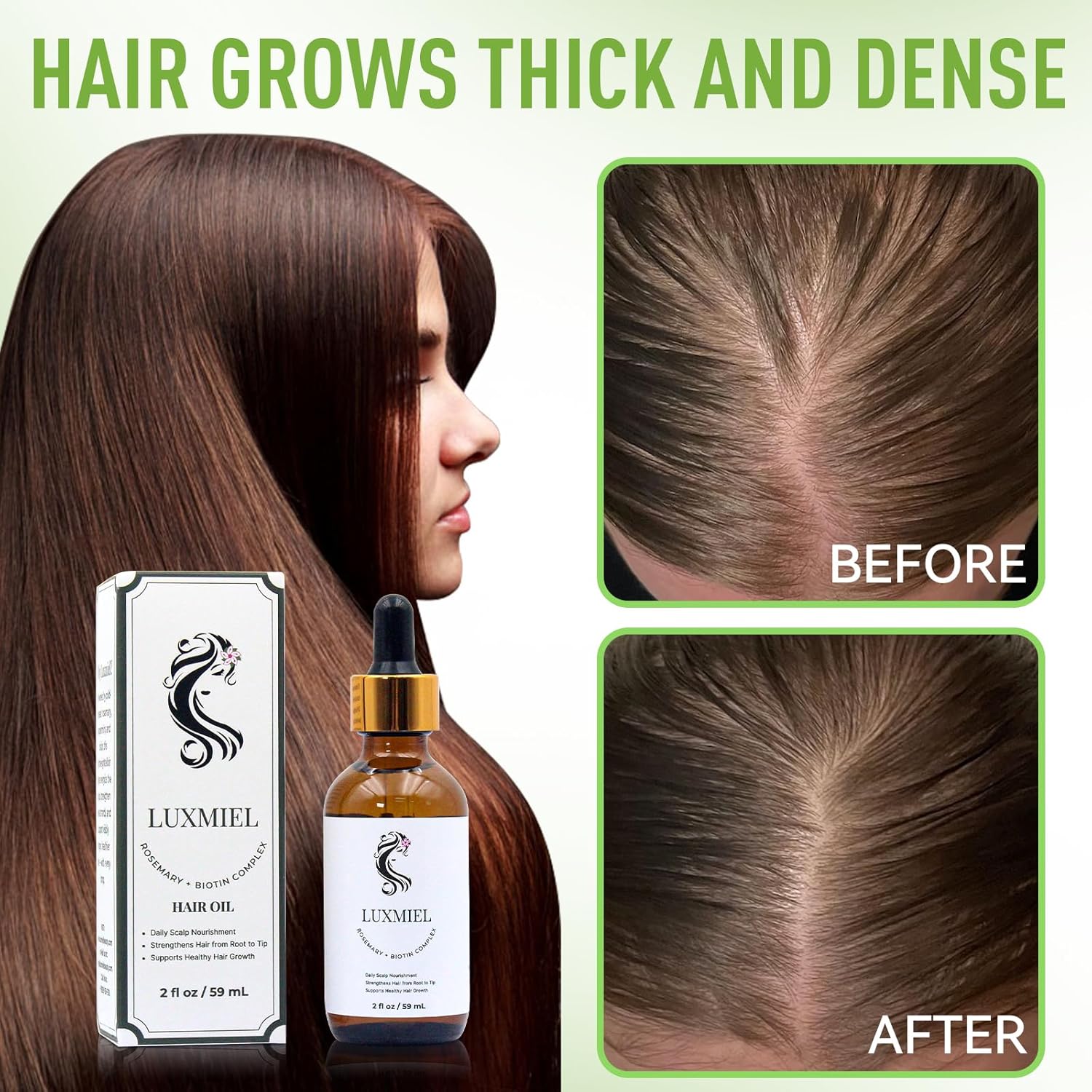Rosemary Oil for Hair Growth Organic, 100% Pure Organic Rosemary Mint Scalp & Hair Strengthening Oil for Eyebrow and Eyelash 60ml - 2 Oz