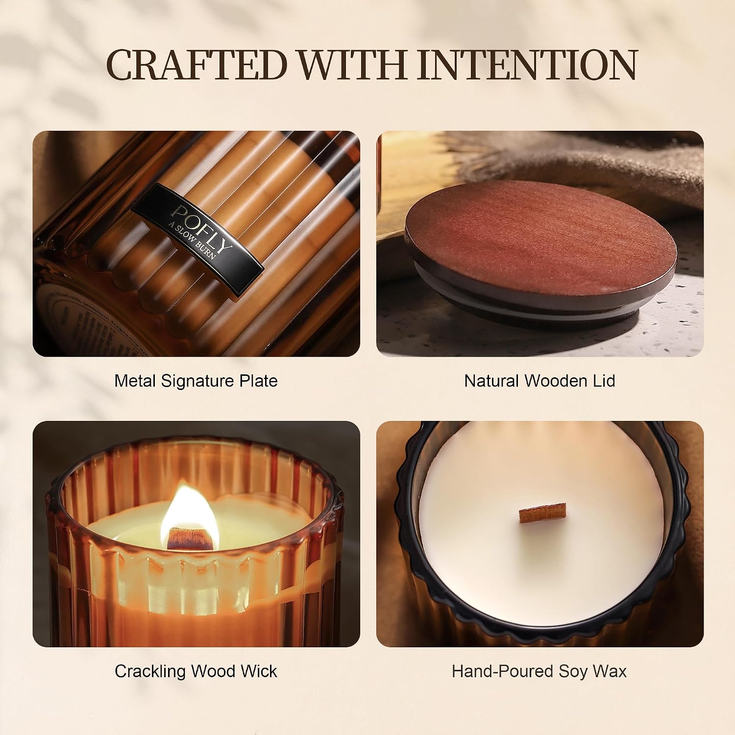 Roasted Coffee Scented Candle with Crackling Wood Wick, Hand Poured Soy Wax Candle, Long Lasting Aromatherapy Candle for Home, Candles for Men, 5.29 Oz